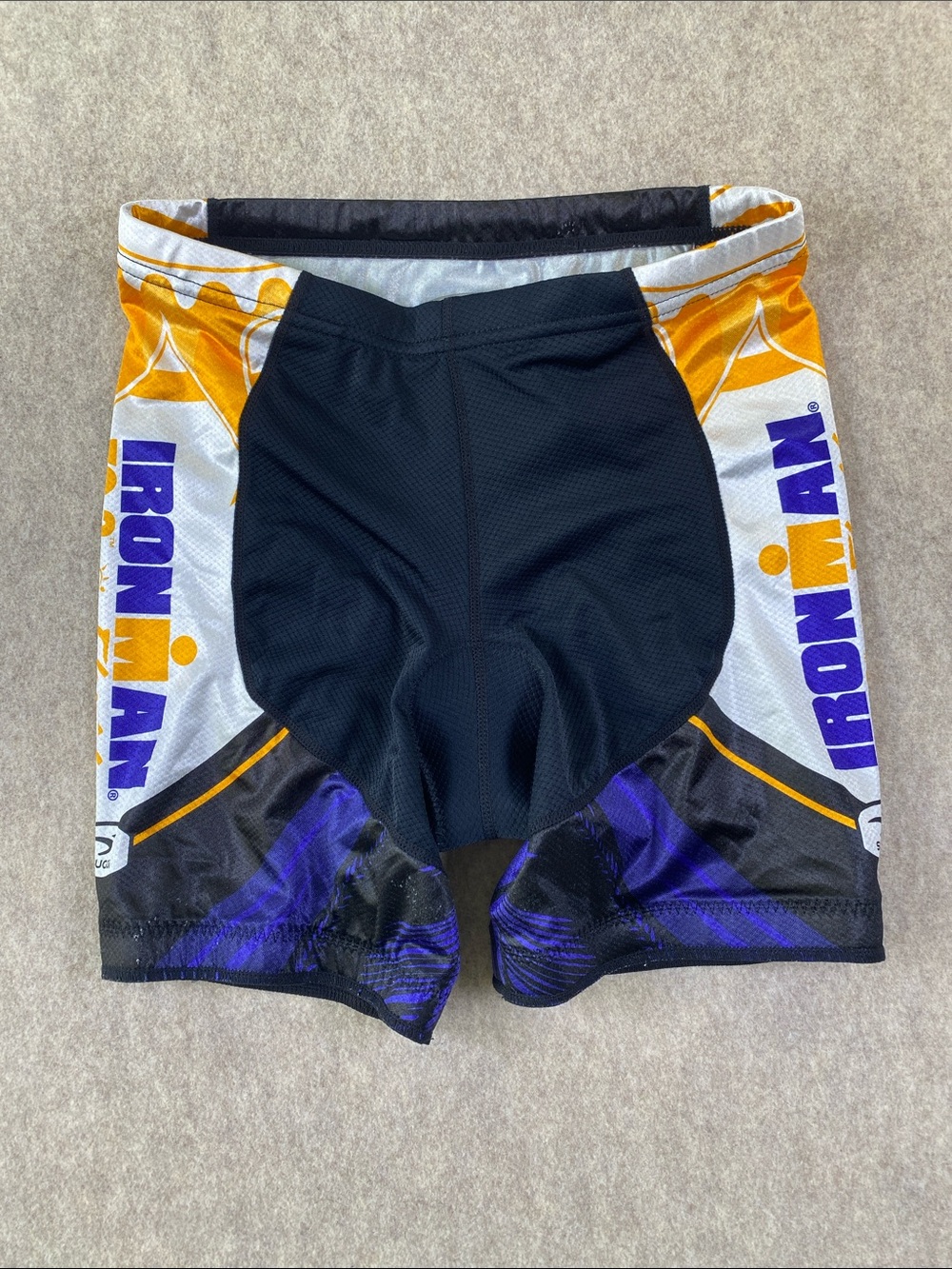 SUGOI Black, White, Purple & Yellow Men's Athletic Cycling Shorts
